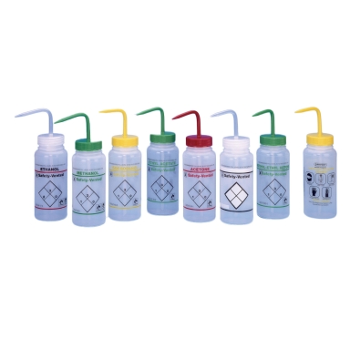 Bel-Art Safety-Vented/Labeled 2-Color Methanol Wide-Mouth Wash Bottle 11642-0623 (Pack of 3)